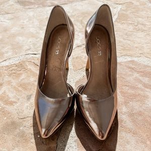 silver metallic high heels